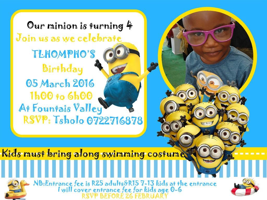 Tlhompho's birthday whatsApp invite